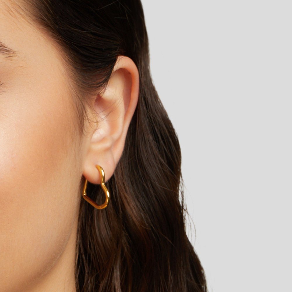 Heart Gold Hoop Earrings