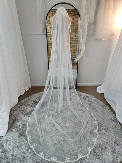 Long Lace Edge Veil
