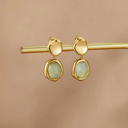 Gold Aquamarine Drop Earrings