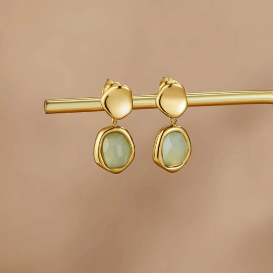 Gold Aquamarine Drop Earrings