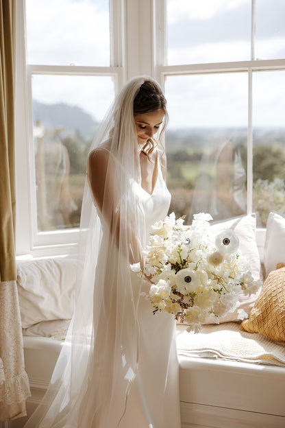 Long Satin Edge Veil