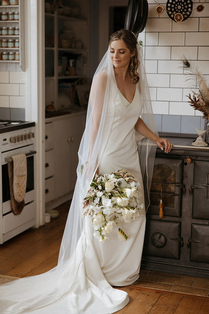 Long Satin Edge Veil