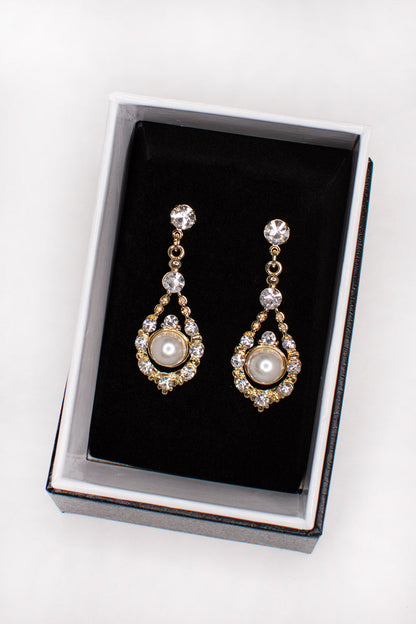 Nova Gold Pearl Drop Earrings