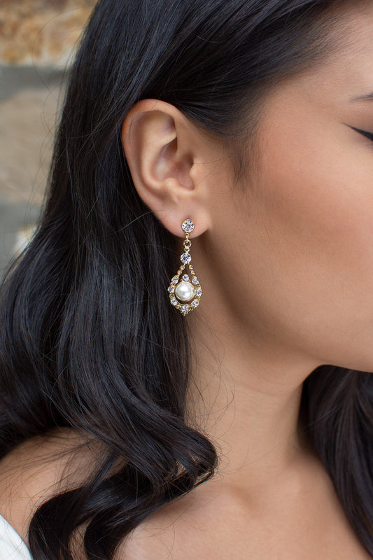 Nova Gold Pearl Drop Earrings
